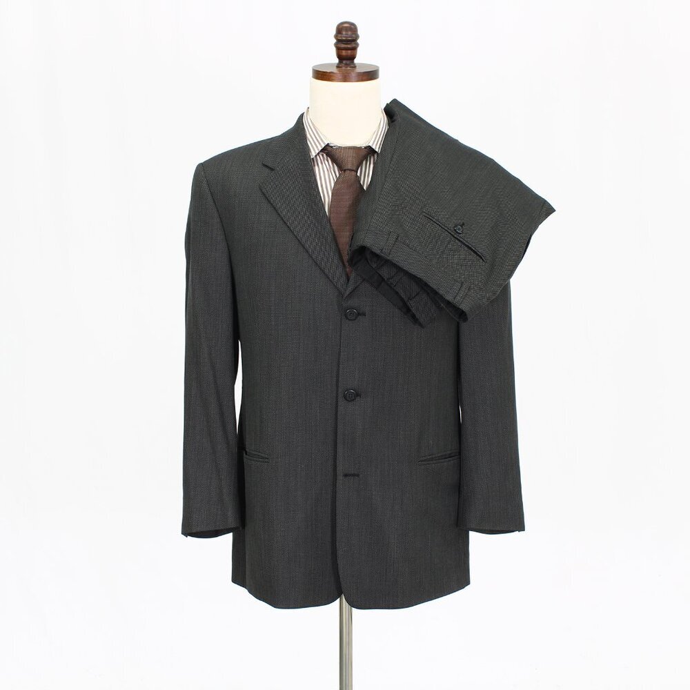 Jhane Barnes 42R 34x29 Gray Solid 3-Button Suit R502